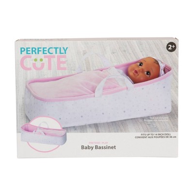 Baby Dolls Luxury Pink Sparkle Moses Basket with Stand Cuddles