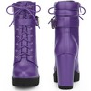 BLISSFUL STEP Lace Up Platform Buckle Chunky Heel Ankle Boots for Women - 2 of 4