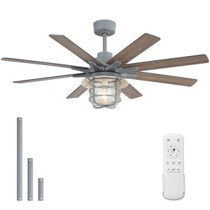 Sofucor Ceiling Fans with Lights and Remote Dimmable Quiet Ceiling Fans with Lights with Adjustable Drop Bar Cement for Bedroom Living Room Apartment - 1 of 4