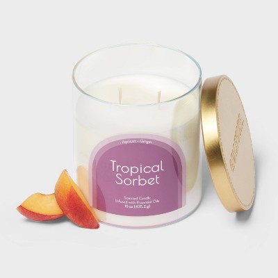 2-Wick Glass Jar 15oz Candle with Iridescent Sleeve Tropical Sorbet - Opalhouse&#8482;