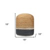 HomeRoots 18" Natural And Gray Jute Blend Cylinder Striped Pouf Ottoman - 3 of 4