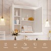 Vynxaria 35'' x 28'' Wall-Mounted Bathroom Storage Cabinet with Mirror and 6 Open Shelves - Modern Medicine Cabinet for Stylish Organization£¬White - 4 of 4