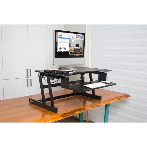 Basic Height Adjustable Sit To Stand Desk Computer Riser Black