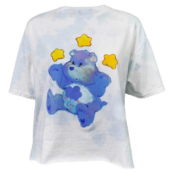 Junior's Care Bears Grumpy Bear Juggling Stars Cropped T-Shirt