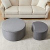 KWPZQEB Nesting Coffee Table Set of 2, Upholstered Round Ottoman, Modern End Table Side Tables for Living Room, Bedroom, No Assembly - 2 of 4