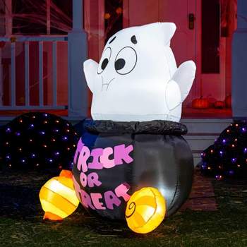 Joiedomi 5ft Halloween Inflatable Ghost Stuck in Cauldron