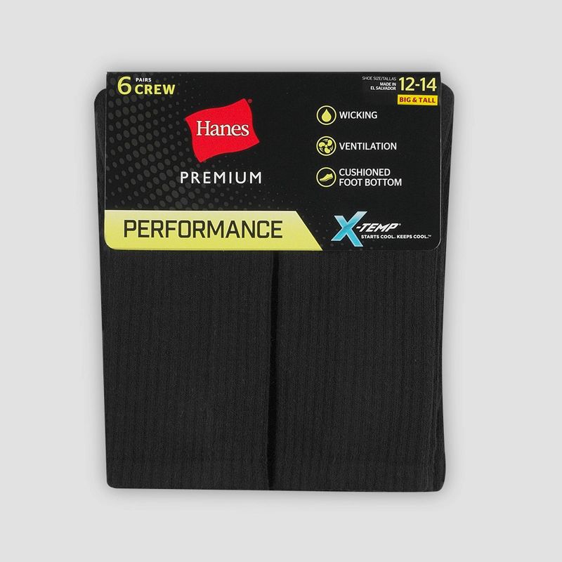 Men's Big & Tall Hanes Premium Performance Cushioned Crew Socks 6pk, 4 of 6