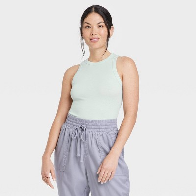 Women's Slim Fit Ribbed High Neck Tank Top - A New Day™ Gray Xxl : Target