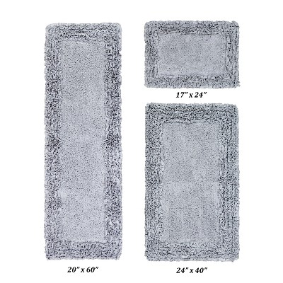 Shaggy Border Collection 3-Piece Bath Rug Set 100% Cotton Tufted Weave Ruffle Border Pattern Bathroom Rug for Machine Washable Bathmat