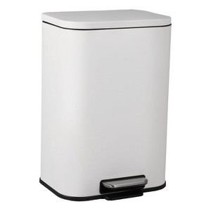 Kitchen Trash Can, Stainless Steel Step-Type Trash Can with Soft Lid and Removable Inner Bucket for Office, Bathroom, Living Room, White - 1 of 1