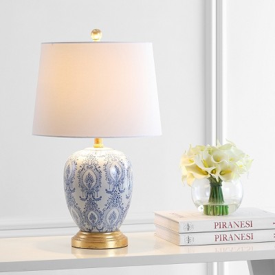 Kalel Blue and White Ceramic Table Lamp Set with Empire Shade