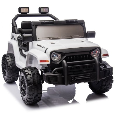 TopComfy Baby Walkers Kids Ride On Car Kids Toy Dual Drive Four Wheel Suspension Steering Wheel Slow Start for Kids, White, 34.25"*20.47"*10.63"