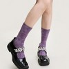 Anna-Kaci Women's 3-Pair Floral Pattern Crew Socks with Scalloped Cuff and Allover Knit Design for Everyday Style - 3 of 4