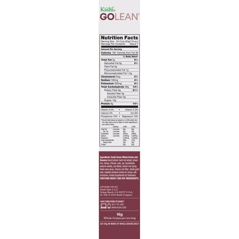 Kashi Go Lean Crunch Nutrition Label