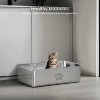 LunaLulinlk 15.7" x 11.8" x 3.9" Cat Litter Box with High Sides Large Stainless Steel Cat Litter Pan - 3 of 4