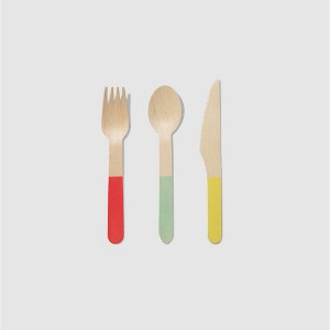 Coterie Party Tricolore Wooden Cutlery Set (30 per pack) - 1 of 4