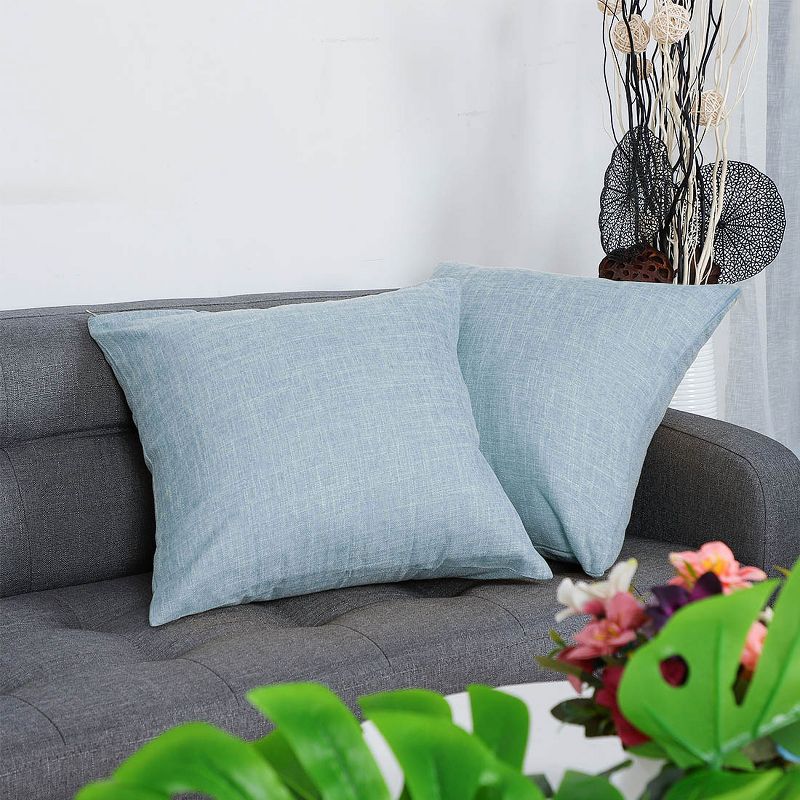 PiccoCasa Linen Blank Cotton Lined Cushion Decors Square Throw Pillowcases 2Pcs, 1 of 8