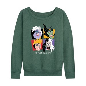 Women's - Disney Villains - Evil Queens Lightweight French Terry Wide Neck Long Sleeve Shirt - 1 of 4