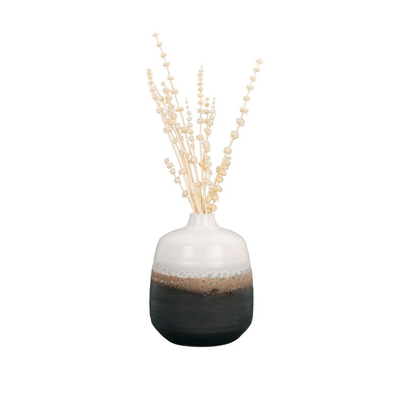 7.5&#34; x 6&#34; Ceramic Vase with Reactive Glaze Accent Black/White - Storied Home, 6 of 7