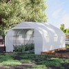 Outsunny 11.5' x 9.8' x 6.5' Outdoor Walk-In Tunnel Greenhouse Hot House with Roll-up Windows, Zippered Door, PE Cover, White - 2 of 4