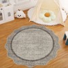 Scalloped Washable Bordered Living Room Bedroom Rug, Ultra Thin Non Slip Indoor Farmhouse Carpet for Dining Room - 3 of 4