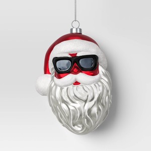 4" Christmas Glass Cool Santa with Glasses Ornament - Wondershop™ - 1 of 3