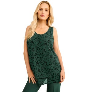 Roaman's Double-Layer Georgette Tank Top - 1 of 2