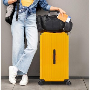 4 Piece Luggage Sets, Pc+Abs Hardside Luggage Travel Set, Lightweight Luggage With Collapsible Cup Holder, 360° Silent Spinner Wheels, Tsa Lock - 1 of 4