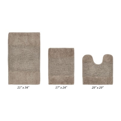 Granada 3 Piece Bath Rug Set 100% Premium Cotton Tufted Non-Slip Backing Bathmats for Bathroom, Super Soft Absorbent, Machine Washable