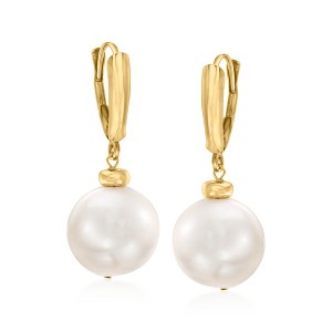 Ross-Simons 11.5-12.5mm Cultured Pearl Drop Earrings in 14kt Yellow Gold - 1 of 4
