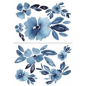 Clara Jean April Showers Flowers Peel and Stick Giant Wall Decal Blue - RoomMates: Vinyl Botanical Modern Decor, Self-Adhesive - 1 of 3