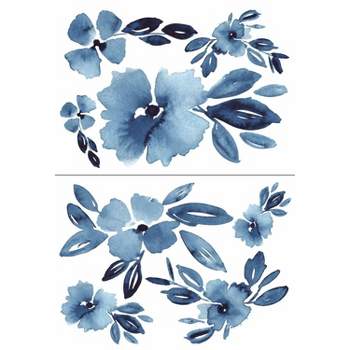 Clara Jean April Showers Flowers Peel and Stick Giant Wall Decal Blue - RoomMates