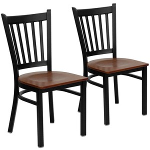 Emma and Oliver 2 Pack Vertical Back Metal Restaurant Chair - 1 of 4