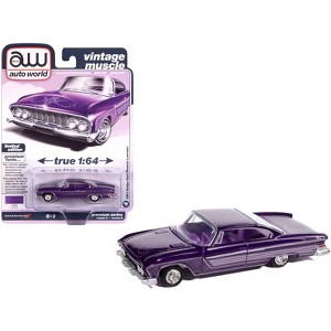 1961 Dodge Dart Phoenix Lowrider Purple Sky Metallic with Graphics and Purple Interior 1/64 Diecast Model Cars by Auto World - 1 of 4