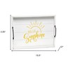 HomeRoots 16" White And Yellow Hello Sunshine Serving Tray With Handles - 3 of 3