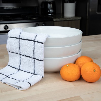 Black and White Cotton Terry Dishcloth Set (12 Pack)