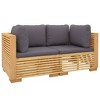 vidaXL Patio Furniture Set Patio Lounge Set with Cushions Solid Wood Teak - Dark Gray Corner Sofa (2 pcs) - 3 of 4