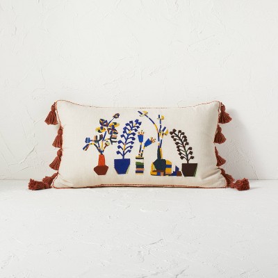 Botanical Embroidered Lumbar Throw Pillow - Opalhouse™ designed with Jungalow™