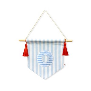 Ramus & Co. 'A B C' Blue Striped Create-Your-Own Banner with Red Tassels and Chenille Letter Patch - 1 of 3