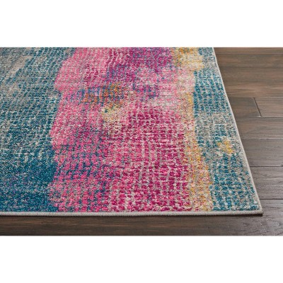 Reversible Grey and Multicolor Geometric 8' x 10' Synthetic Area Rug