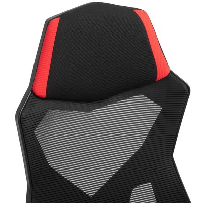 Red and Black High Back Mesh Executive Swivel Chair with Fixed Arms