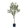 Okak 59IN Artificial Olive Tree with Slim Branches and Silvery-Green Leaves, Plants Decor with Pre-Potted Design, Faux Tree for Indoor Use, Green - 3 of 4
