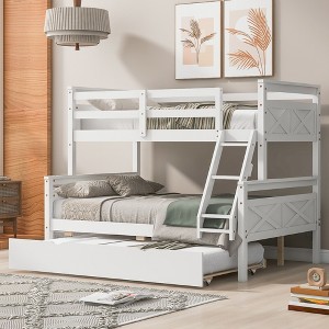 Twin Over Full Bunk Bed with Ladder, Trundle and Safety Guardrail - 1 of 4