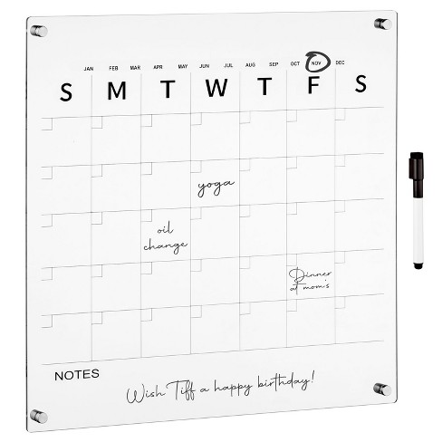 Monthly Acrylic Wall Calendar With Notes