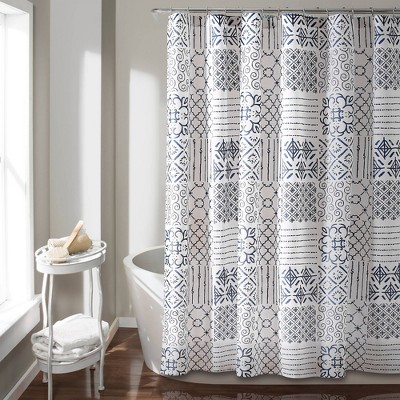 Color Block Shower Curtain Blue - Lush Décor