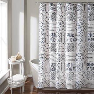 72x72 Monique Shower Curtain Blue – Lush Décor: Bathroom Accessory, Polyester, Machine Washable - 1 of 4