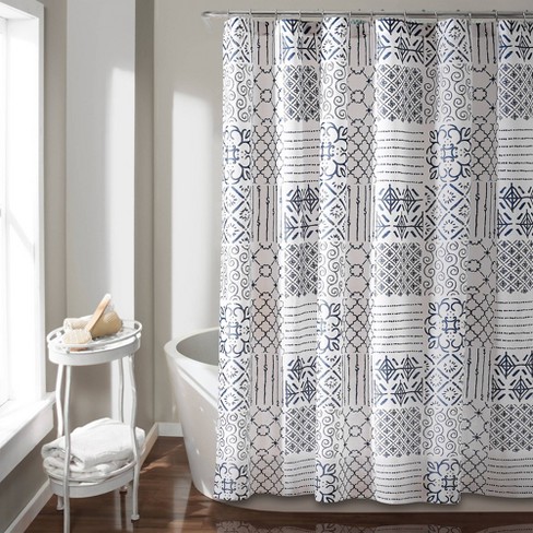 72x72 Monique Shower Curtain Blue – Lush Décor : Target