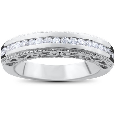 Pompeii3 1/2ct Vintage Heirloom Diamond Wedding Ring 14K White Gold