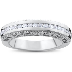 Pompeii3 1/2ct Vintage Heirloom Diamond Wedding Ring 14K White Gold - 1 of 4