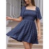 EXLURA Women's Summer Casual Square Neck Dresses Ruffle Short Sleeve Swiss Dot Flowy Mini Dress - 4 of 4